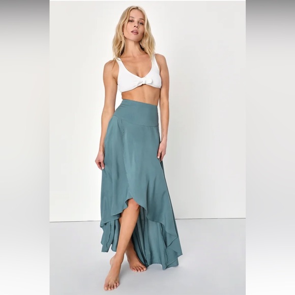 Lulus Dresses & Skirts - Lulus ambrosio dark sage green high-low maxi skirt